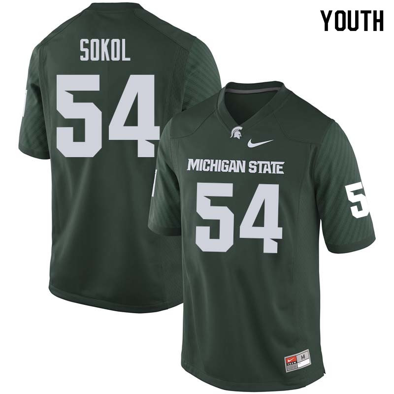 Youth #54 Mitchell Sokol Michigan State College Football Jerseys Sale-Green